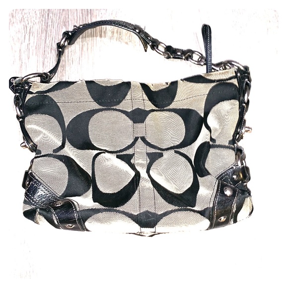 Grey and Black Coach Purse - Picture 1 of 8